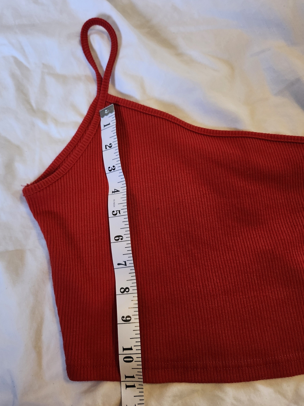 Retro Red One-Shoulder Ribbed Crop Top - Picture 3 of 6